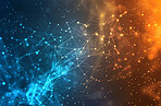 Line, internet and big data connection for cloud storage, artificial intelligence and coding. Blue, matrix and network connectivity for ai algorithm, quantum computing and programming background