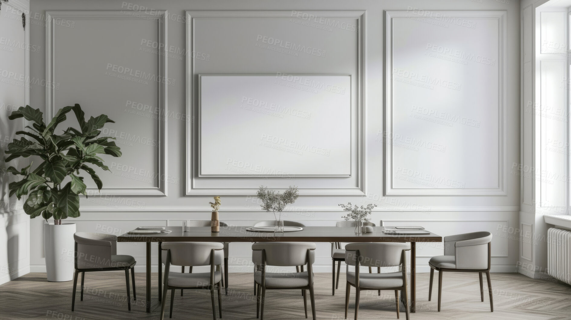 Buy stock photo Sunlight, room and serene ambiance for chill vibes, natural light and a calming atmosphere. Soft shadows, streaming sunlight and cozy furnishings create an idyllic space. Perfect for home decor blogs, real estate listings and relaxation-focused visuals.