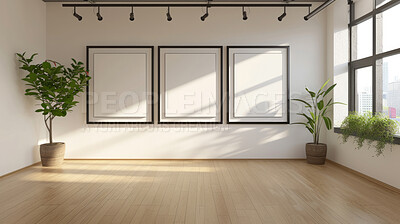 Sunlight, room and serene ambiance for chill vibes, natural light and a calming atmosphere. Soft shadows, streaming sunlight and framed artwork create an idyllic space. Perfect for home decor blogs, real estate listings and relaxation-focused visuals.
