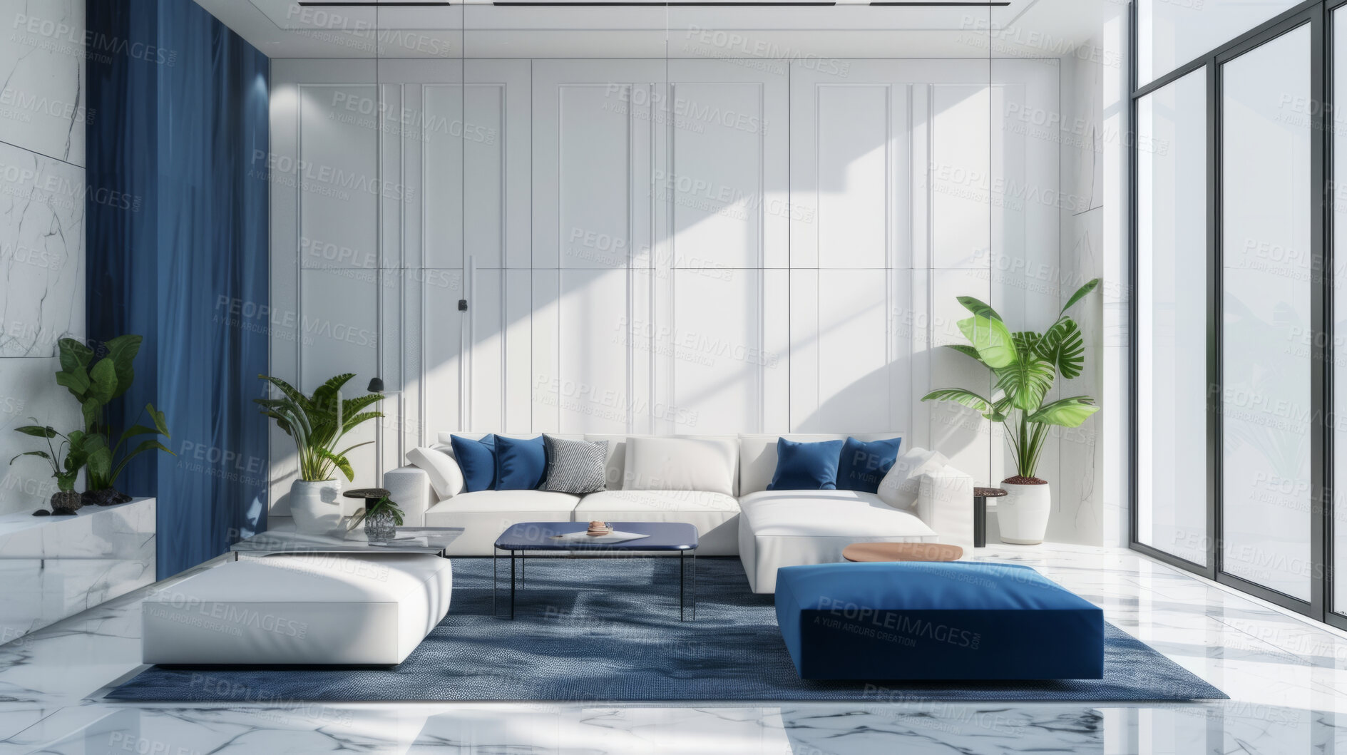 Buy stock photo Sunlight, room and serene ambiance for chill vibes, natural light and a calming atmosphere. Soft shadows, streaming sunlight and cozy furnishings create an idyllic space. Perfect for home decor blogs, real estate listings and relaxation-focused visuals.