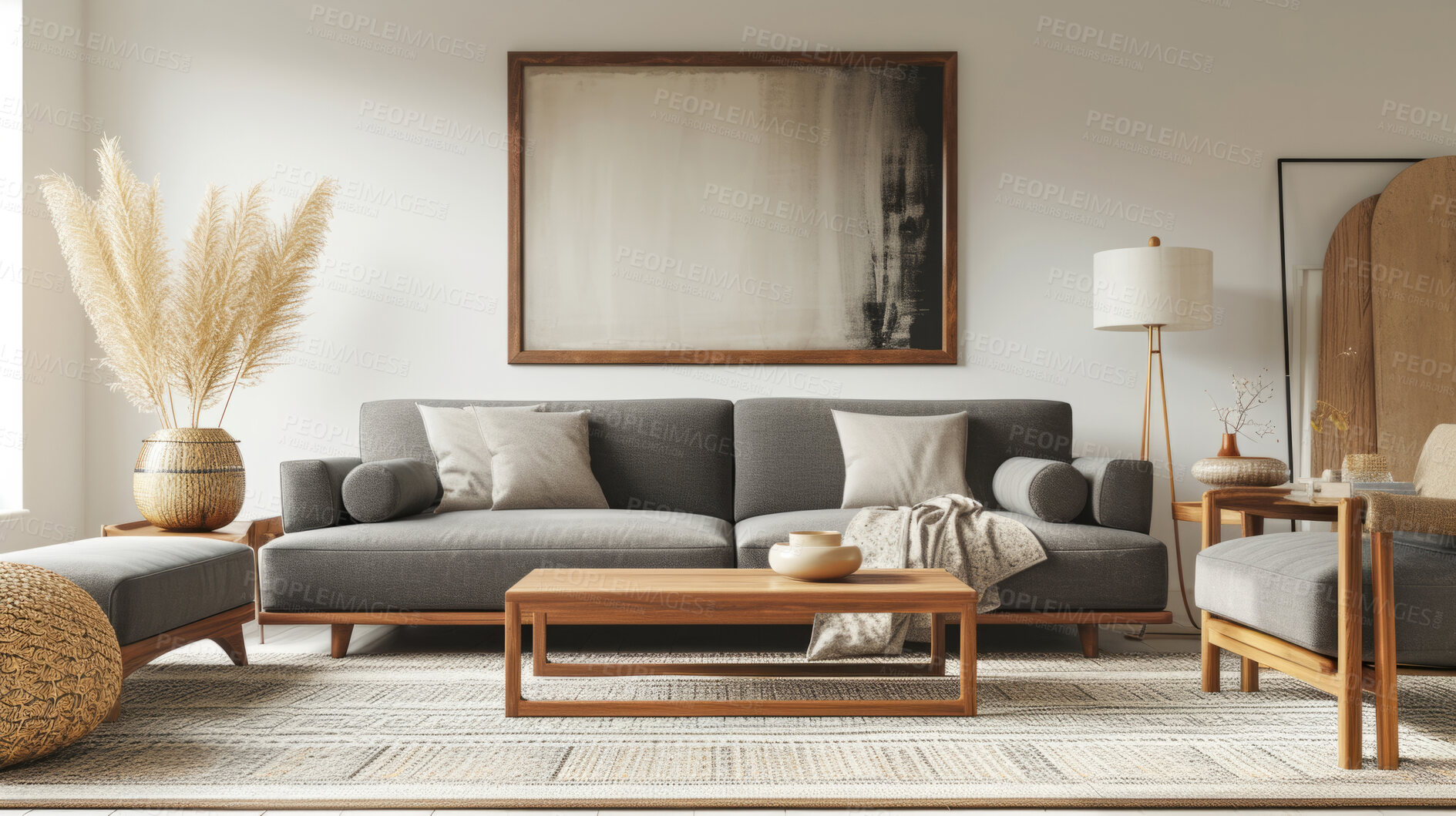 Buy stock photo Sunlight, room and serene ambiance for chill vibes, natural light and a calming atmosphere. Soft shadows, streaming sunlight and cozy furnishings create an idyllic space. Perfect for home decor blogs, real estate listings and relaxation-focused visuals.