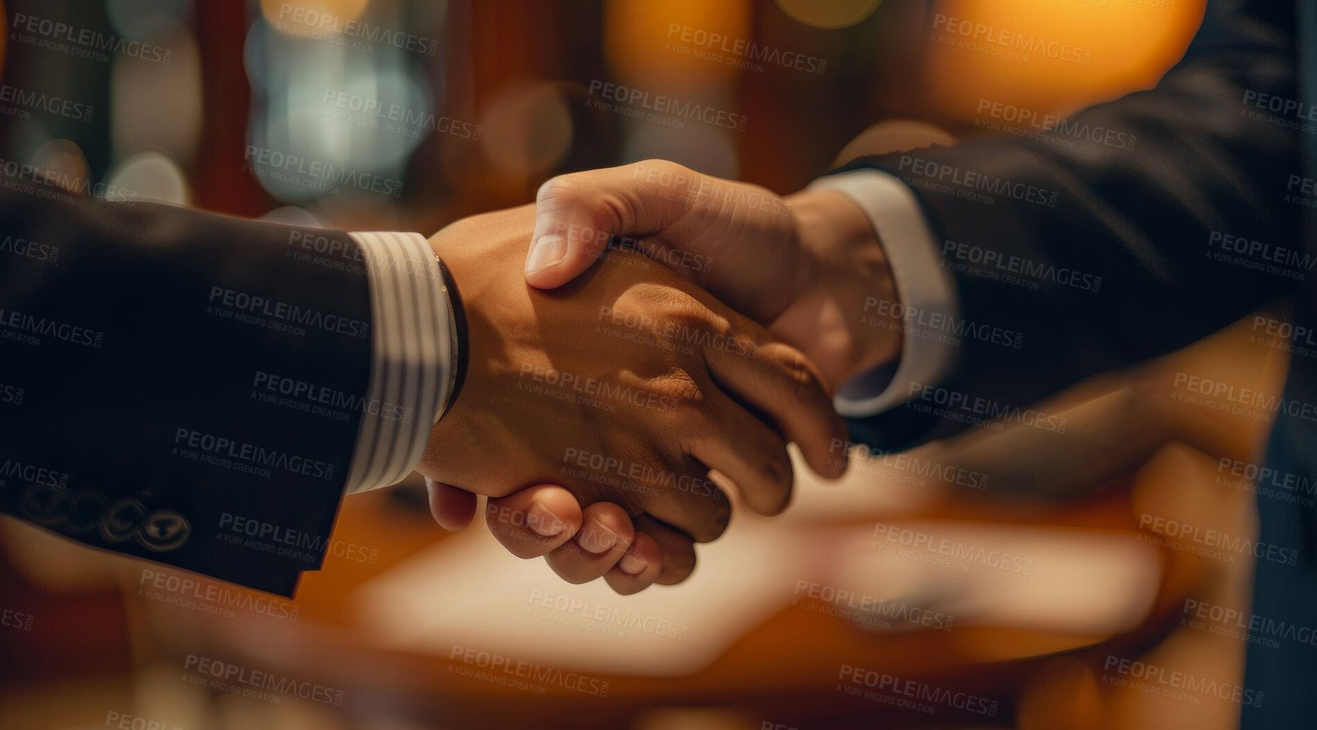 Buy stock photo Handshake, corporate business and people in an interview or greeting for meeting, partnership agreement or promotion. Closeup, hands or businesspeople agree to deal for contract, negotiation or trade