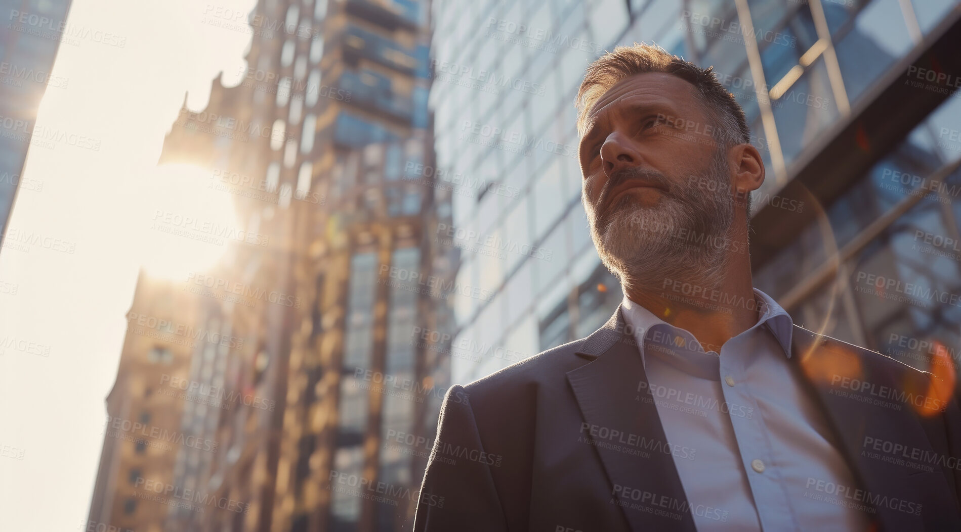 Buy stock photo Portrait, corporate business and man in the city for investment, entrepreneur and executive. Confident, African American and male professional standing outdoor for leadership, empowerment or ceo