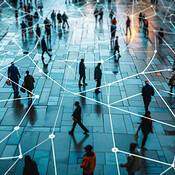 Internet Crowd Group, people and crowd connected to internet, big data and virtual ...