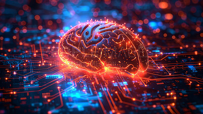 Digital brain, circuit and virtual illustration, connected to internet, data and computer. Silhouette, business and public network lines for communication, futuristic connection and marketing strategy