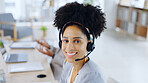 Call center, smile and portrait of woman consultant in the offic