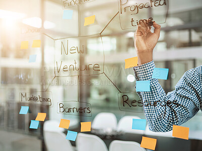 Buy stock photo Cropped shot of a man having a brainstorming session in a modern office