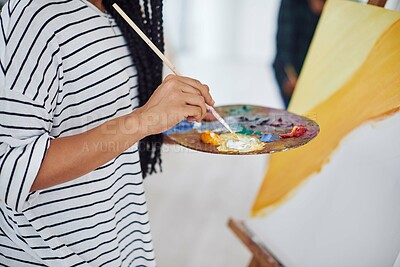 Buy stock photo Cropped shot of an unrecognizable woman holding a painter's palette