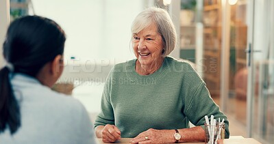 Meeting, counseling or psychology consulting old woman for therapy, mental health or support in retirement. Elderly person talking, psychologist listening or therapist talking to help senior patient