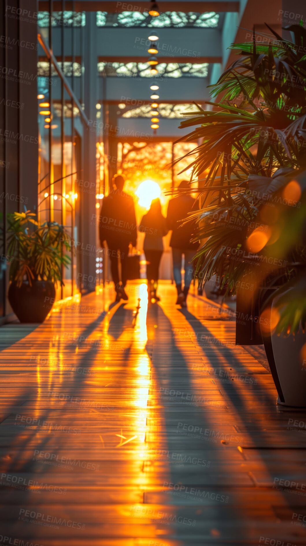 Buy stock photo Corporate, building and business group of people walking in large office, hotel or hallway. Blurry, silhouette and movement background for architecture, wallpaper and conference in modern times