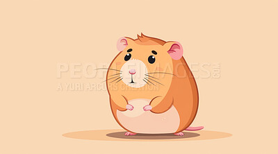 Hamster, illustration and digital art of an animal isolated on a background for poster, post card or printing. Cute, creative and drawing of a cartoon character for wallpaper, canvas and decoration