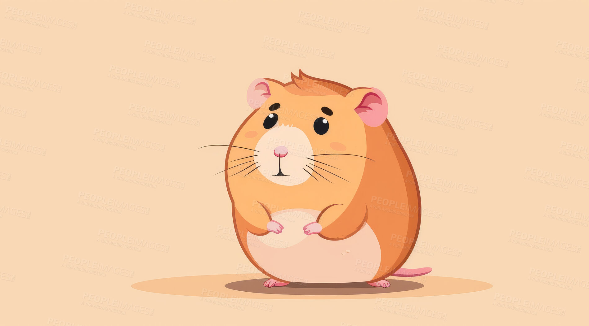 Buy stock photo Hamster, illustration and digital art of an animal isolated on a background for poster, post card or printing. Cute, creative and drawing of a cartoon character for wallpaper, canvas and decoration