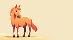 Horse, illustration and digital art of an animal isolated on a background for poster, post card or printing. Cute, creative and drawing of a cartoon character for wallpaper, canvas and decoration