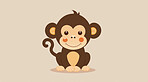 Monkey, illustration and digital art of an animal isolated on a background for poster, post card or printing. Cute, creative and drawing of a cartoon character for wallpaper, canvas and decoration