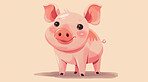 Pig, illustration and digital art of an animal isolated on a background for poster, post card or printing. Cute, creative and drawing of a cartoon character for wallpaper, canvas and decoration