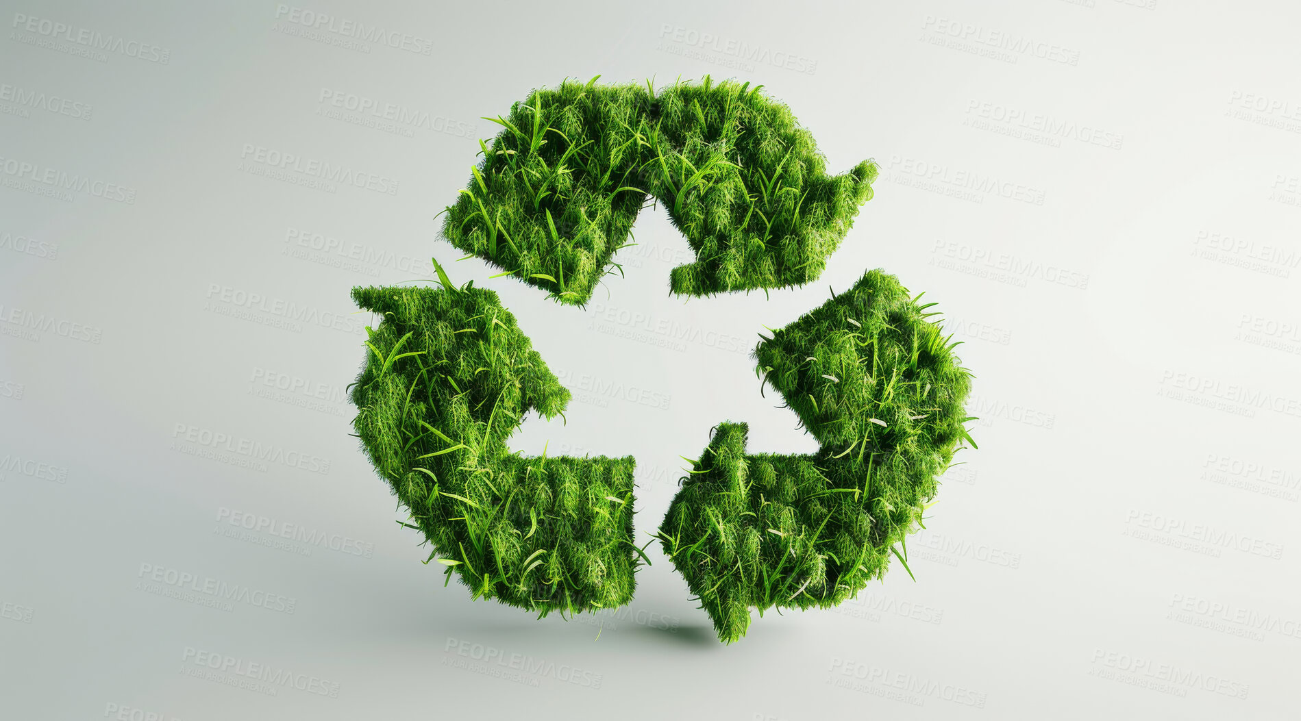 Buy stock photo Recycle, eco friendly and nature poster design for environmental, awareness and sustainability concept. White background, mockup and symbol with copyspace for Earth Day, eco system or ecology logo