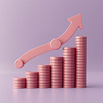 3d graphs, coins and budget strategy or corporate, accounting and Planning for company cost, sales and credit to save money. Financial data, graphs and charts to analyze numbers on background.