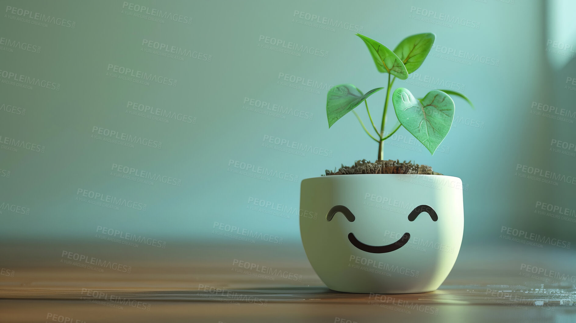 Buy stock photo Pot plant, cute and artistic illustration. Incorporating adorable plant illustrations into décor, adding charm and sweetness. Elevate spaces with charming illustrations.