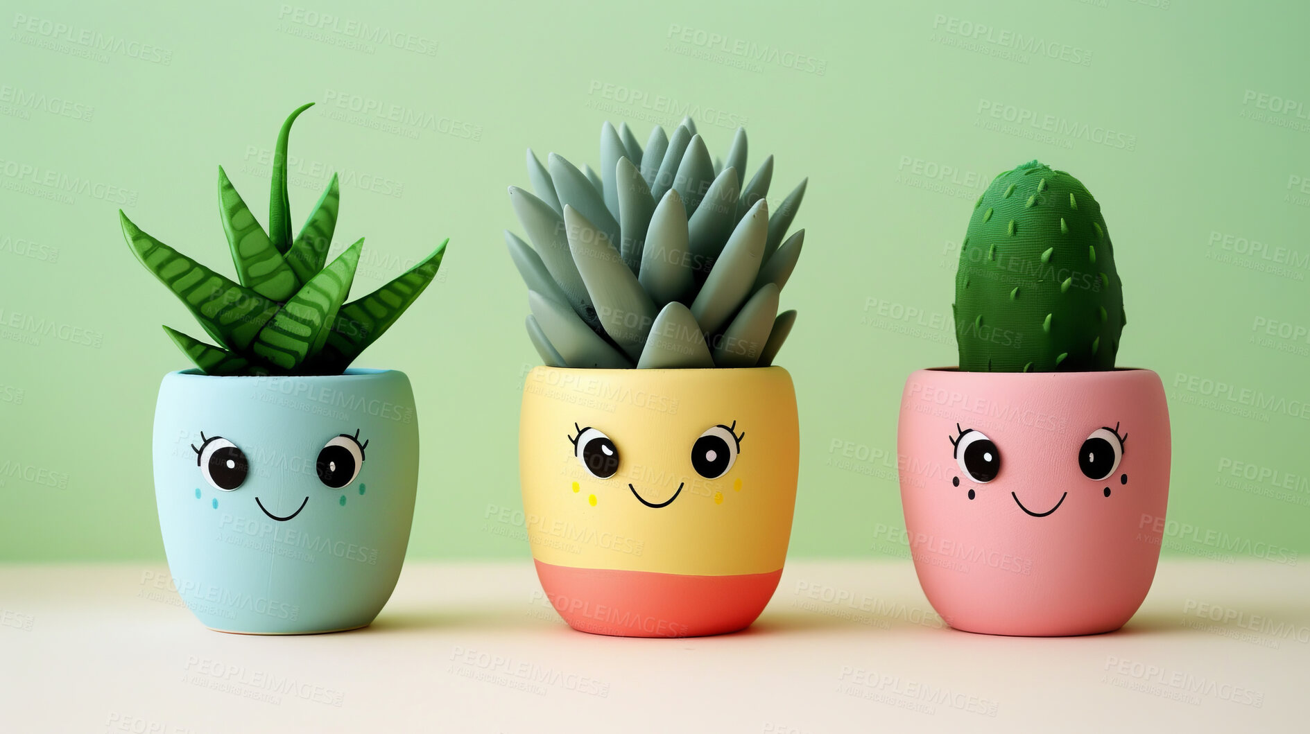 Buy stock photo Pot plant, cute and artistic illustration. Incorporating adorable plant illustrations into décor, adding charm and sweetness. Elevate spaces with charming illustrations.