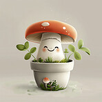 Pot plant, cute and artistic illustration. Incorporating adorable plant illustrations into décor, adding charm and sweetness. Elevate spaces with charming illustrations.