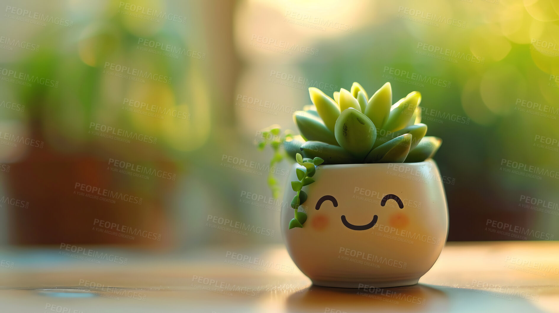 Buy stock photo Pot plant, cute and artistic illustration. Incorporating adorable plant illustrations into décor, adding charm and sweetness. Elevate spaces with charming illustrations.