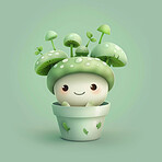 Pot plant, cute and artistic illustration. Incorporating adorable plant illustrations into décor, adding charm and sweetness. Elevate spaces with charming illustrations.