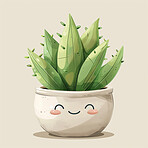 Pot plant, cute and artistic illustration. Incorporating adorable plant illustrations into décor, adding charm and sweetness. Elevate spaces with charming illustrations.