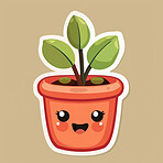 Pot plant, cute and artistic illustration. Incorporating adorable plant illustrations into décor, adding charm and sweetness. Elevate spaces with charming illustrations.