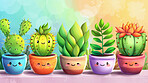 Pot plant, cute and artistic illustration. Incorporating adorable plant illustrations into décor, adding charm and sweetness. Elevate spaces with charming illustrations.