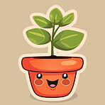 Pot plant, cute and artistic illustration. Incorporating adorable plant illustrations into décor, adding charm and sweetness. Elevate spaces with charming illustrations.