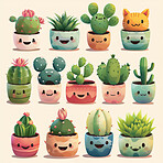 Pot plant, cute and artistic illustration. Incorporating adorable plant illustrations into décor, adding charm and sweetness. Elevate spaces with charming illustrations.