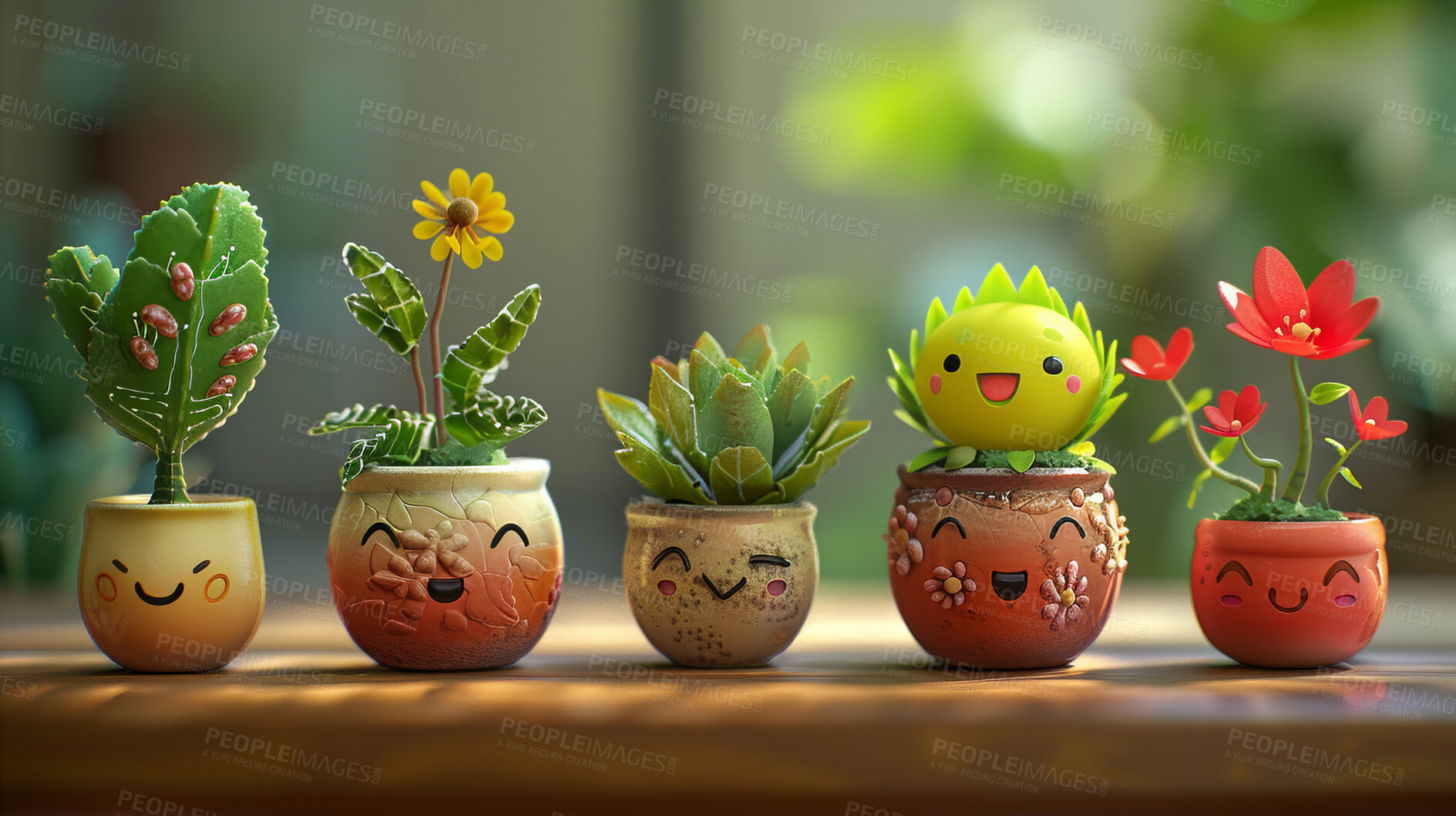 Buy stock photo Pot plant, cute and artistic illustration. Incorporating adorable plant illustrations into décor, adding charm and sweetness. Elevate spaces with charming illustrations.