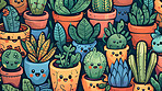 Pot plant, cute and artistic illustration. Incorporating adorable plant illustrations into décor, adding charm and sweetness. Elevate spaces with charming illustrations.