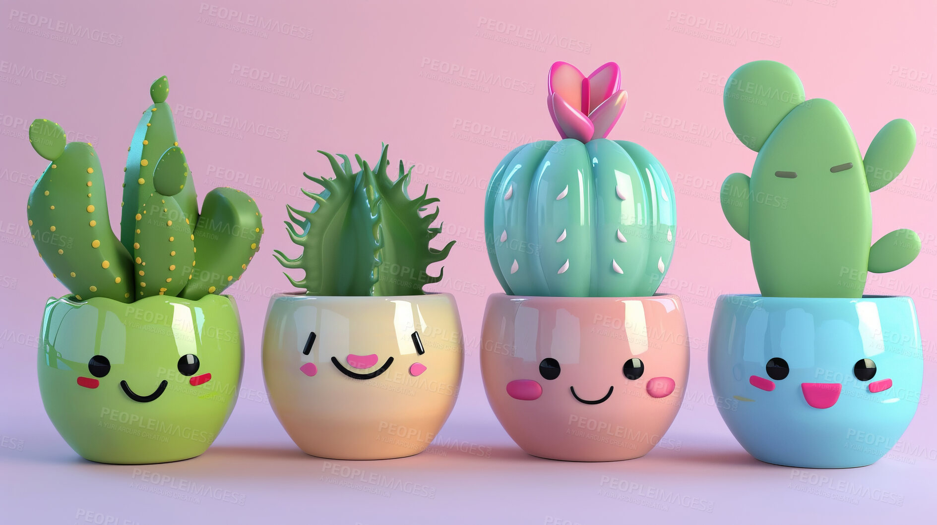 Buy stock photo Pot plant, cute and artistic illustration. Incorporating adorable plant illustrations into décor, adding charm and sweetness. Elevate spaces with charming illustrations.