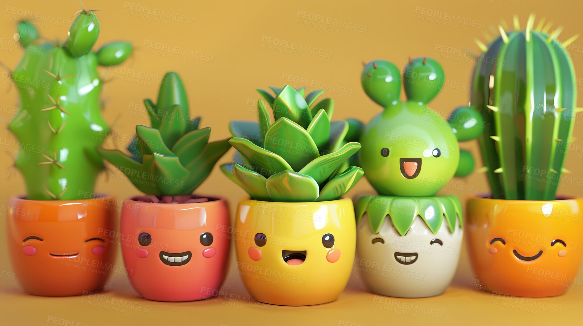 Buy stock photo Pot plant, cute and artistic illustration. Incorporating adorable plant illustrations into décor, adding charm and sweetness. Elevate spaces with charming illustrations.