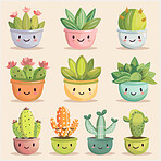 Pot plant, cute and artistic illustration. Incorporating adorable plant illustrations into décor, adding charm and sweetness. Elevate spaces with charming illustrations.