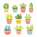 Pot plant, cute and artistic illustration. Incorporating adorable plant illustrations into décor, adding charm and sweetness. Elevate spaces with charming illustrations.