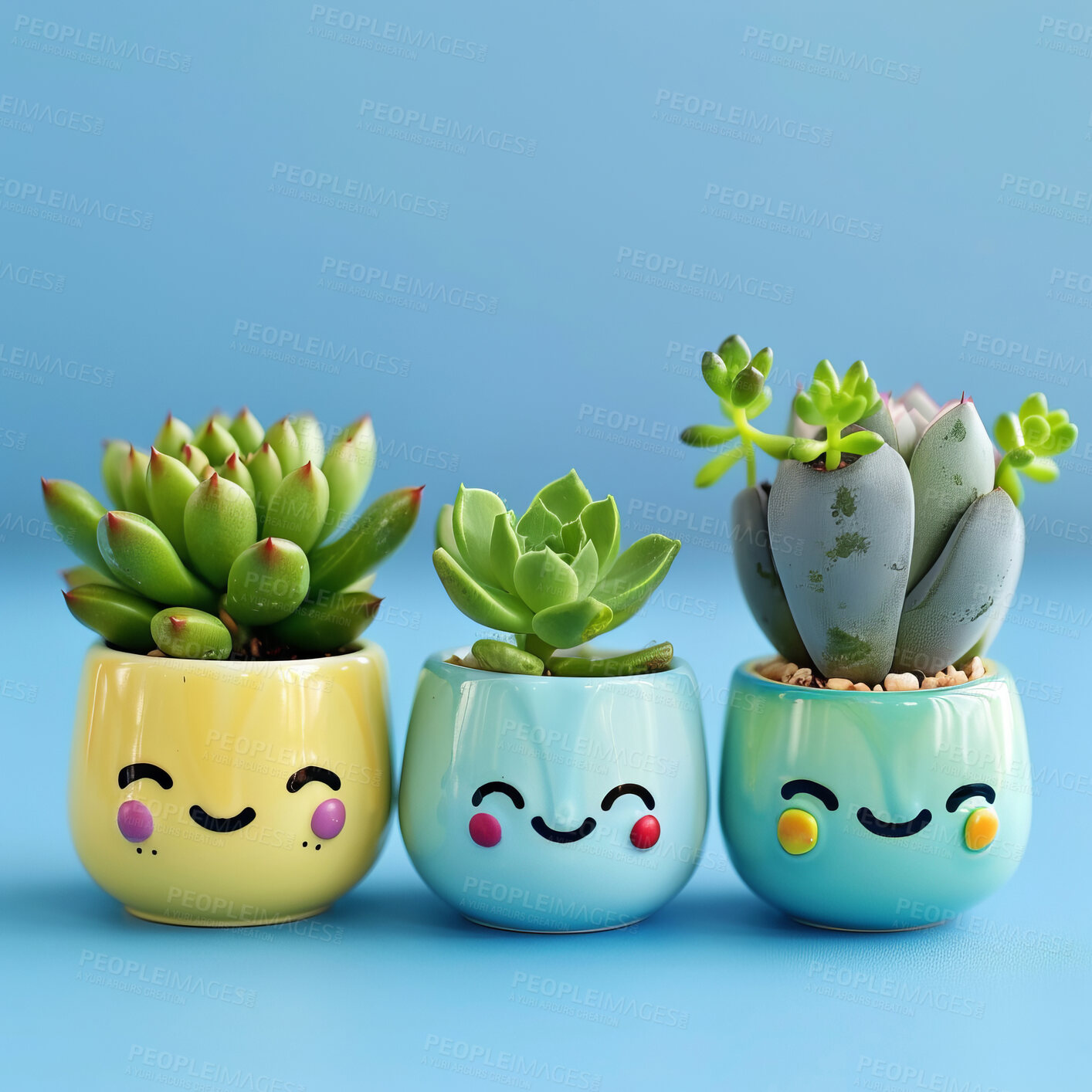 Buy stock photo Pot plant, cute and artistic illustration. Incorporating adorable plant illustrations into décor, adding charm and sweetness. Elevate spaces with charming illustrations.
