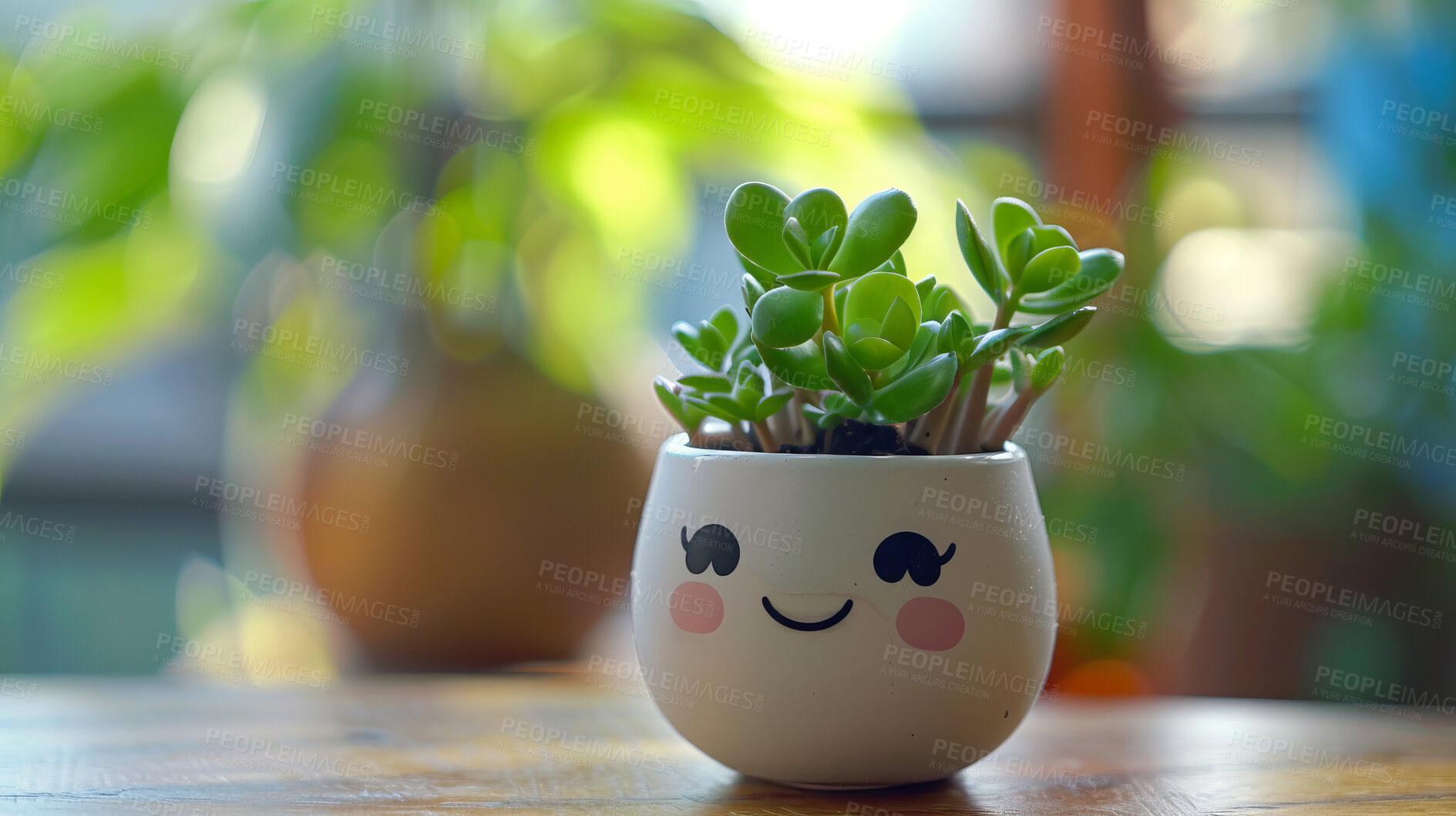 Buy stock photo Pot plant, cute and artistic illustration. Incorporating adorable plant illustrations into décor, adding charm and sweetness. Elevate spaces with charming illustrations.