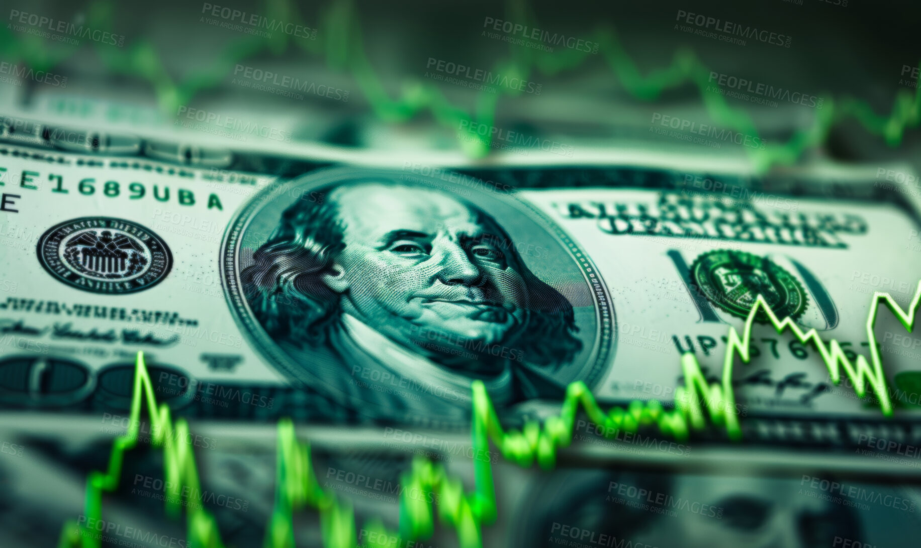 Buy stock photo Dollar, stock market and finance background design for business, economy and global inflation. Graphic, index or marketing strategy graphic wallpaper for banking, investment growth and forex trading.