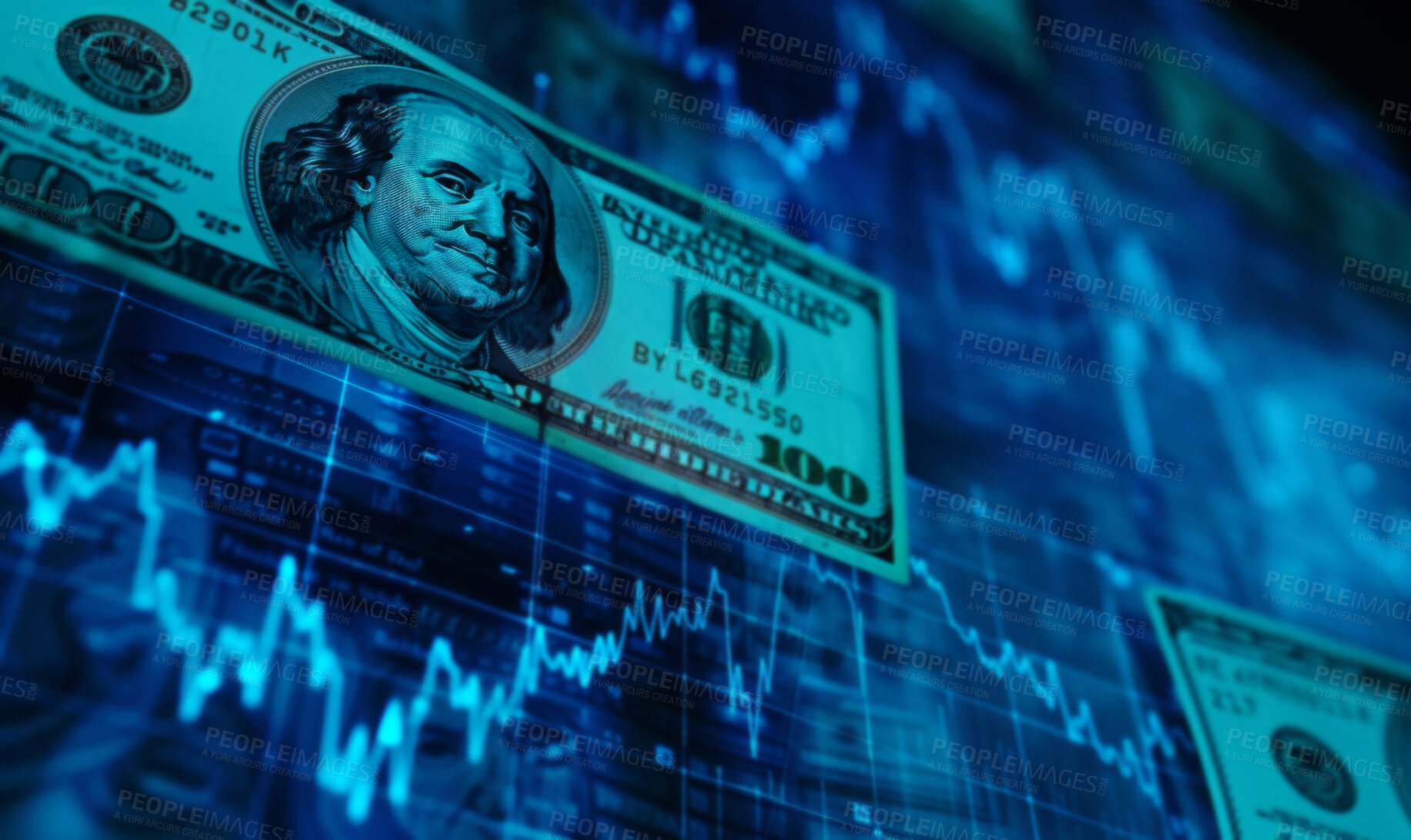 Buy stock photo Dollar, stock market and finance background design for business, economy and global inflation. Graphic, index or marketing strategy graphic wallpaper for banking, investment growth and forex trading.