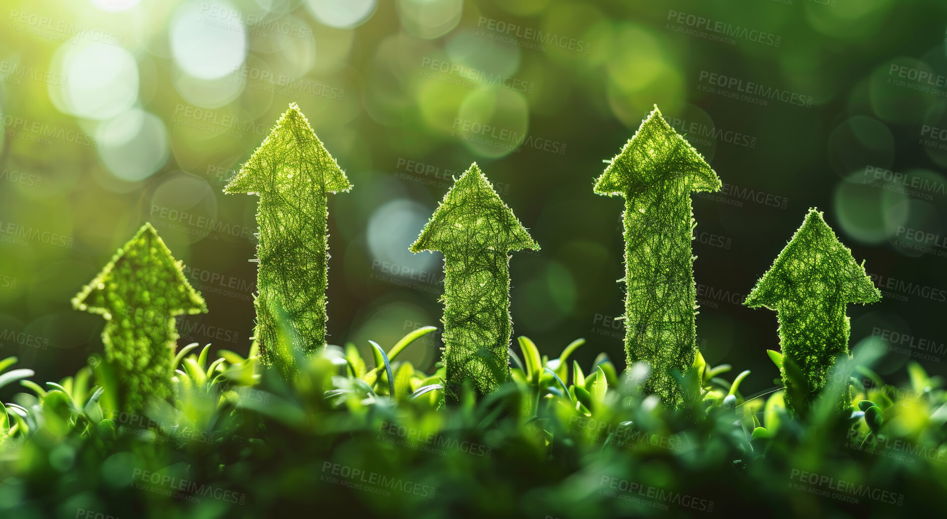 Buy stock photo Green Arrow, stock market and finance background design for business, economy and global inflation. Graphic, seo or marketing strategy graphic wallpaper for banking, investment growth and trading.