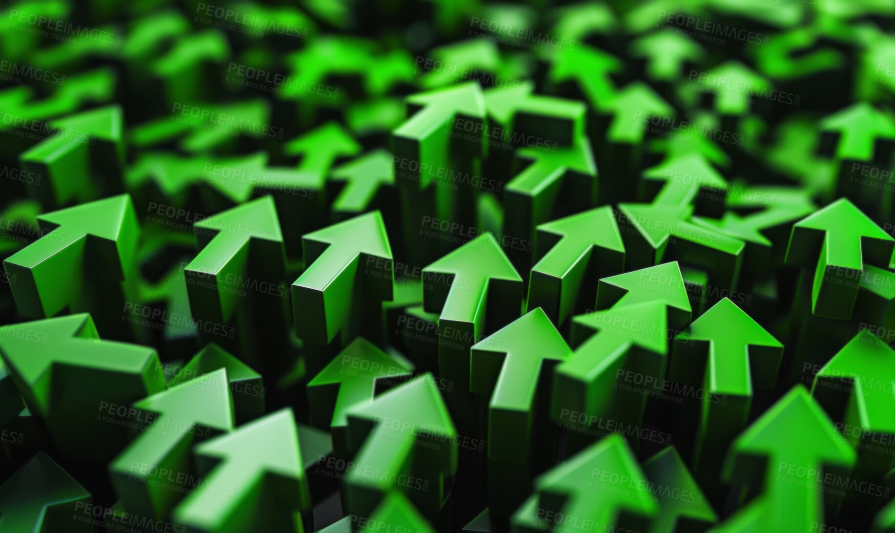 Buy stock photo Green Arrow, stock market and finance background design for business, economy and global inflation. Graphic, seo or marketing strategy graphic wallpaper for banking, investment growth and trading.