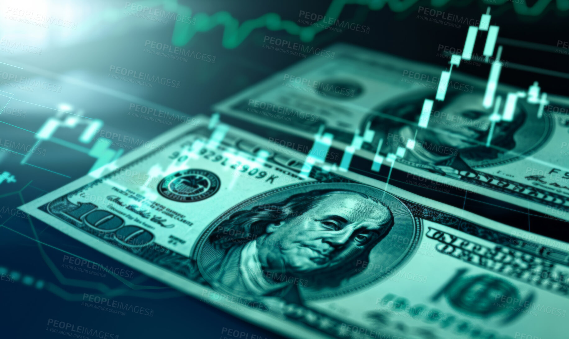 Buy stock photo Dollar, stock market and finance background design for business, economy and global inflation. Graphic, index or marketing strategy graphic wallpaper for banking, investment growth and forex trading.