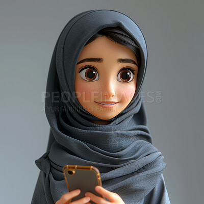 Cartoon arab, 3D and illustration for animation on backdrop. Character or studio concept for mock up. Realistic, innovative rendering. Graphic, design and creative inspiration in cutting-edge visuals.