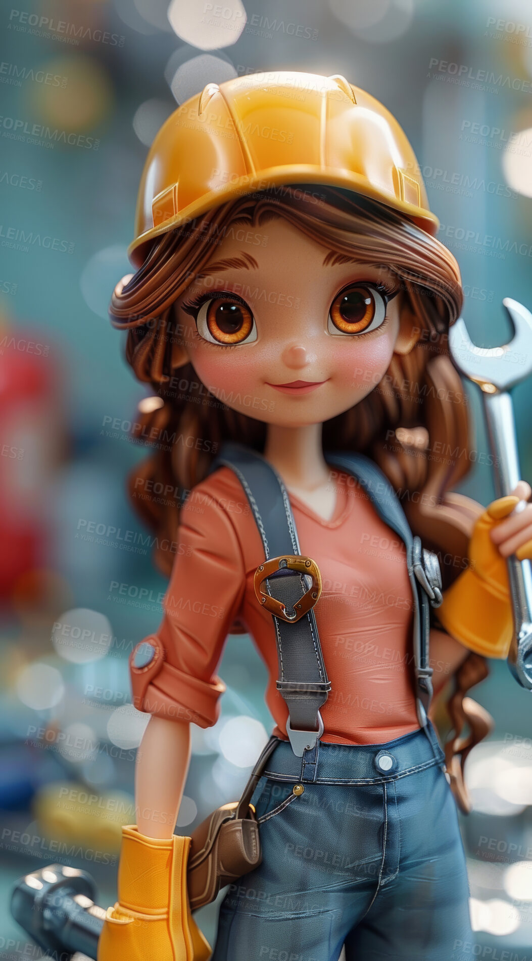 Buy stock photo Cartoon, 3D and engineering for animation, character or portrait concept for mock up. Realistic, innovative rendering. Graphic, design  and creative inspiration in cutting-edge visuals.