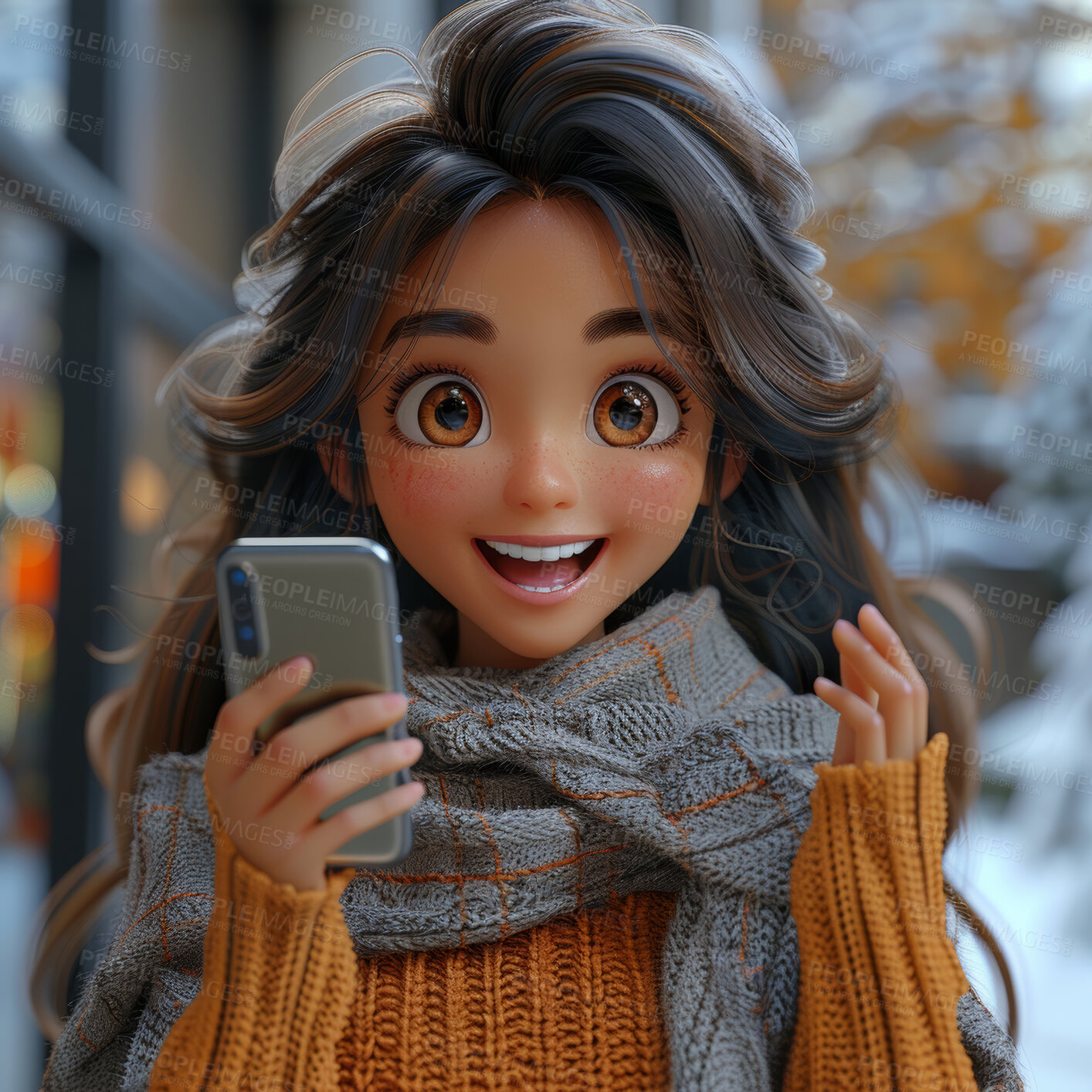 Buy stock photo Cartoon, 3D and illustration for animation, character or portrait concept for mock up. Realistic, innovative rendering. Graphic, design  and creative inspiration in cutting-edge visuals.