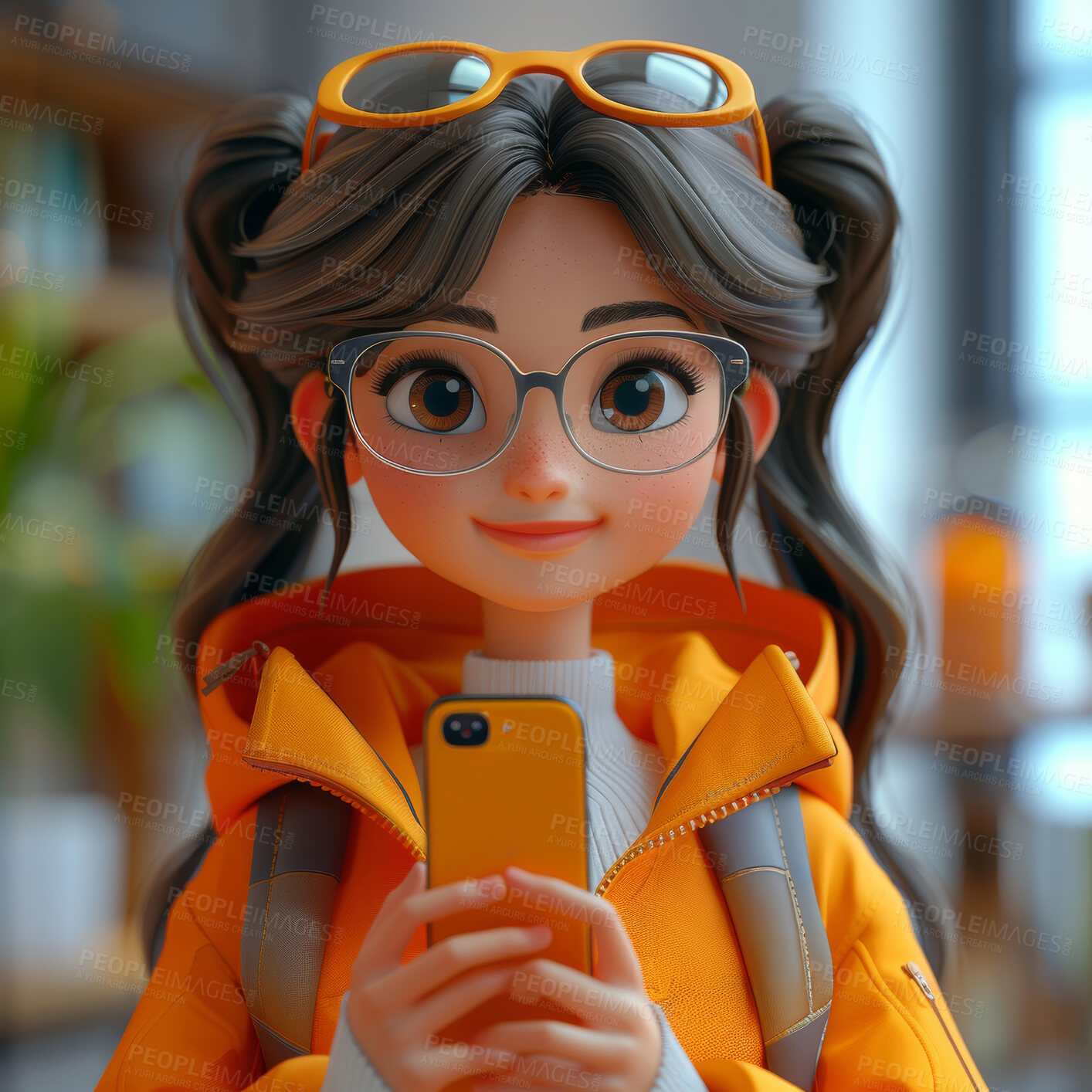 Buy stock photo Cartoon, 3D and illustration for animation, character or portrait concept for mock up. Realistic, innovative rendering. Graphic, design  and creative inspiration in cutting-edge visuals.