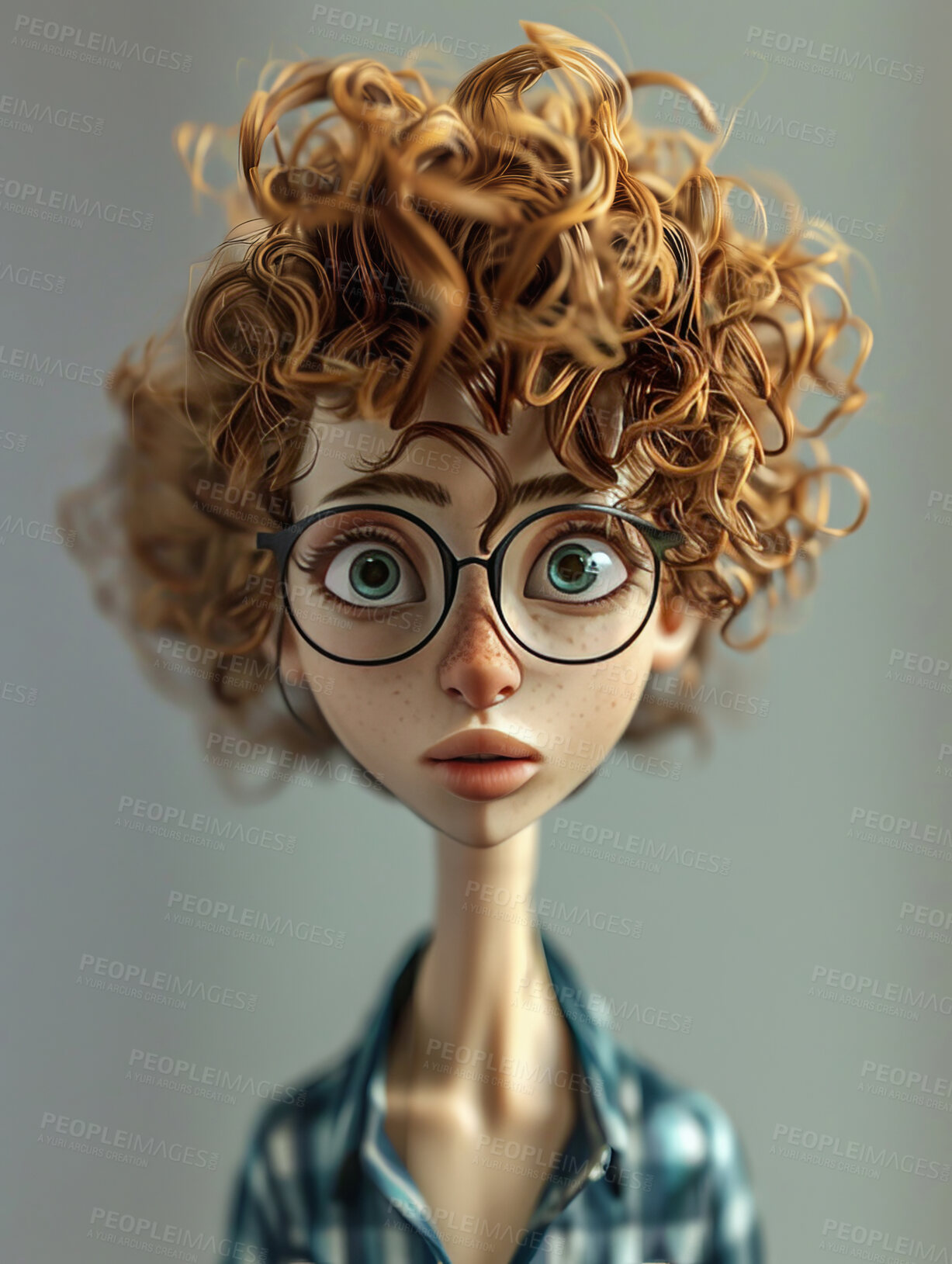 Buy stock photo 3d, animation and illustration for character on background. Quirky aesthetics, strange and studio concept for mock up. Modeling, rendering and creative design with inspiration in cutting-edge visuals.