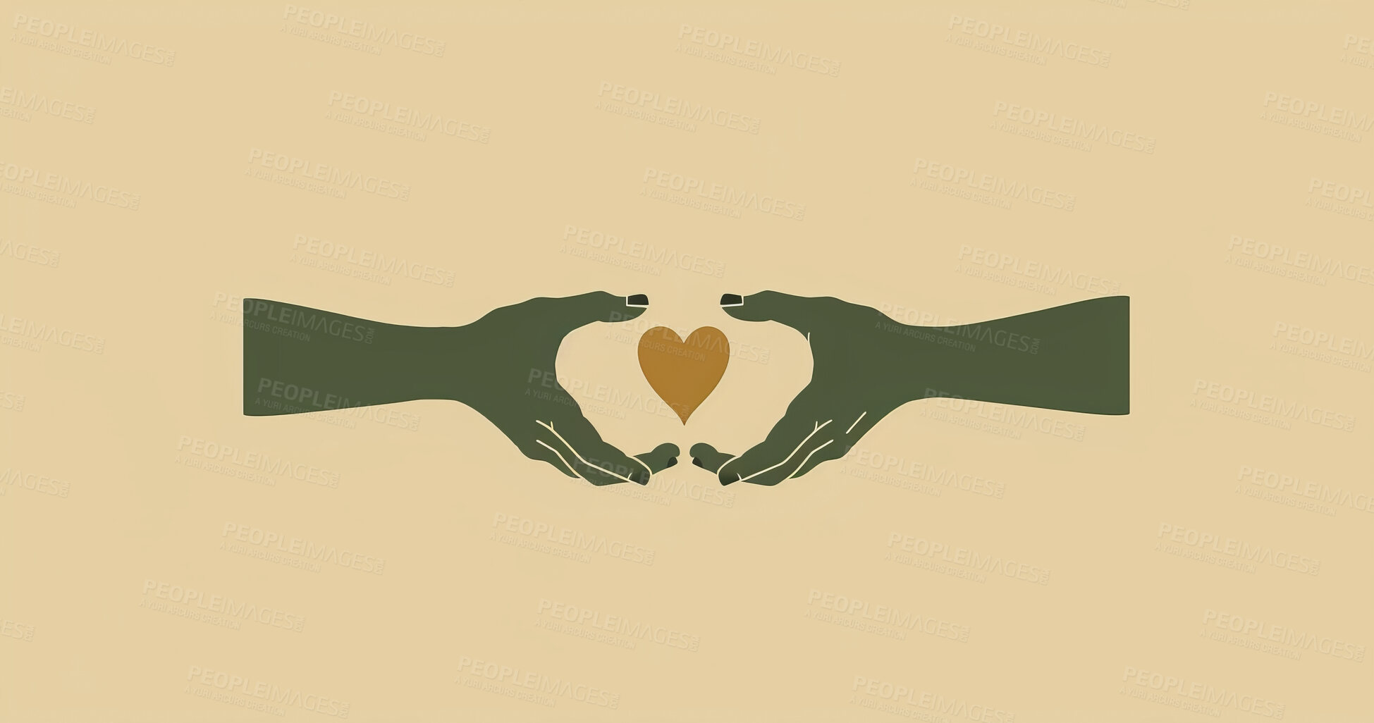 Buy stock photo Charity, artwork and illustration of colourful hand holding a heart for support, relief and donations. Closeup, mockup and awareness poster or banner for background, wallpaper and digital design